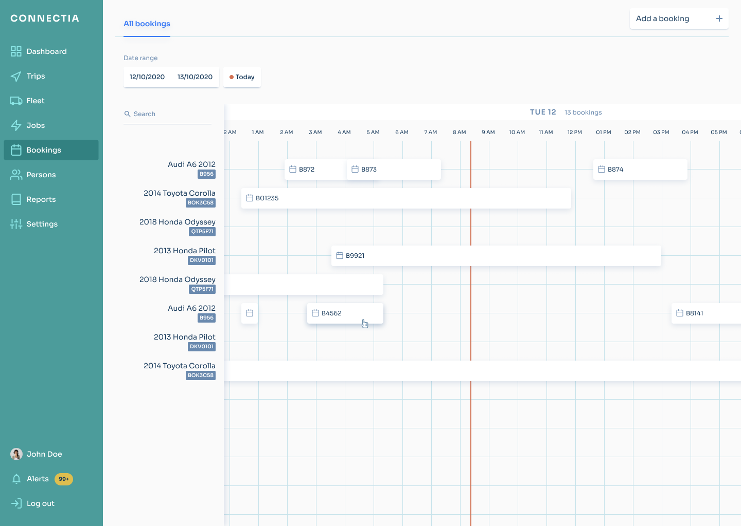 Bookings view