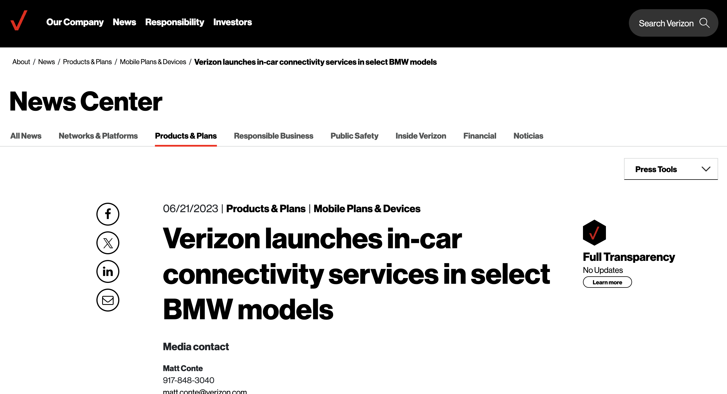 verizon press release